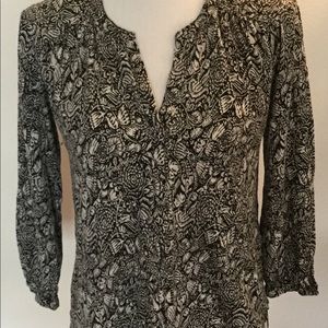 🟢LUCKY BRAND🍀 Black/White Floral Blouse Size S